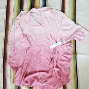 young fabulous broke pink ombre button blouse S